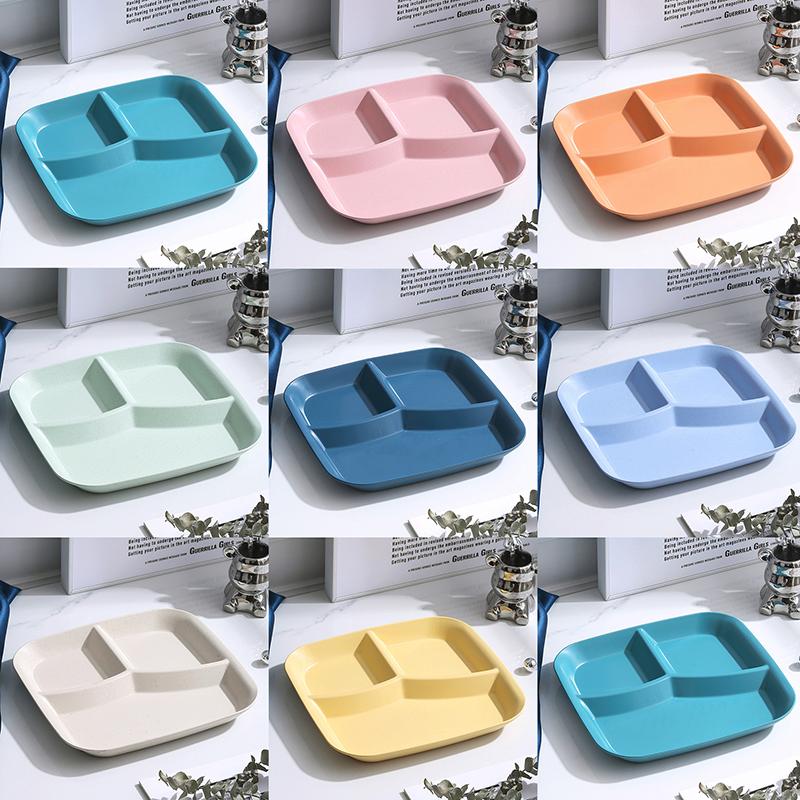 Food Fruit Salad Divided Plate Three-Grid Western Compartment Plate Diet Meal Plate Food Tray Kitchen Dinnerware