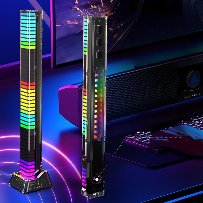 2PCS LED Sound-Controlled RGB Rhythm Light Strip - Rechargeable Music Sync Ambient Light, Suitable for Cars, TVs, and Gaming