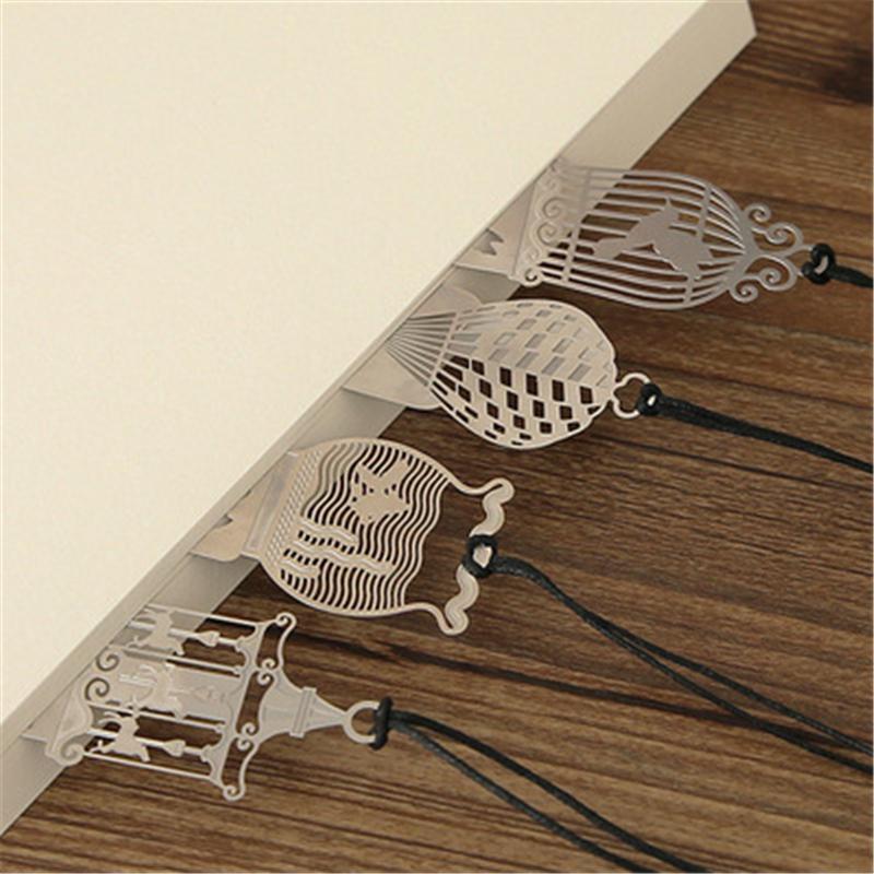 1 st Söt Kawaii Kreativ Häst Fågelbur Ihålig Metall Bokmärke Linjal för Barn Student Gåva Skolmaterial