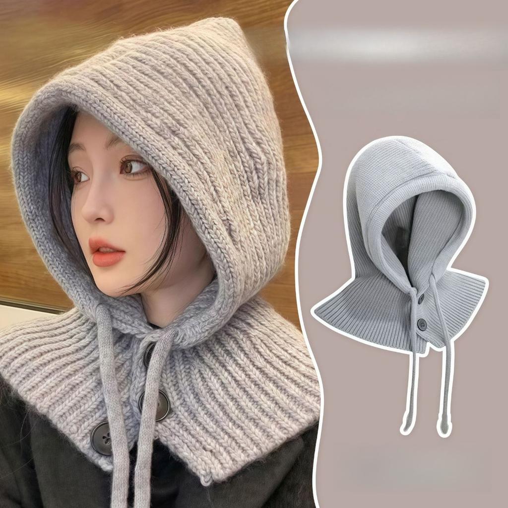 Windproof Hat, Button, Shawl Hat, Windproof Hat, Ear Protection Hat, Thermal Hat, Pullover Hat, Knitted Hat