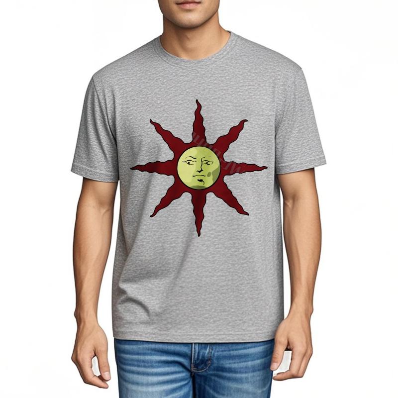 Tshirts For Unisex Fashion Classic Tshirt Red Sun With Face Design Workout Vintage Tshirt Cool Cheap Tshirt Casual