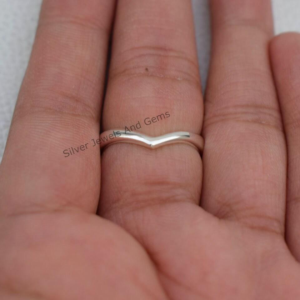 Sterling Silver Chevron Ring, Handmade Stackable Thumb Ring