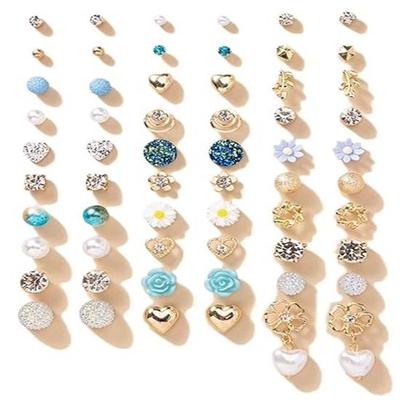 30 Pairs Earrings Combo Set Latest Stylish Crystal Pearl Earrings for Women and Girls