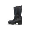 Washing Process Retro Autumn And Winter Knight Boots Women'S Medium Boots British Thick Heel Round Head Leather Side Zipper Fashion Riding Boots