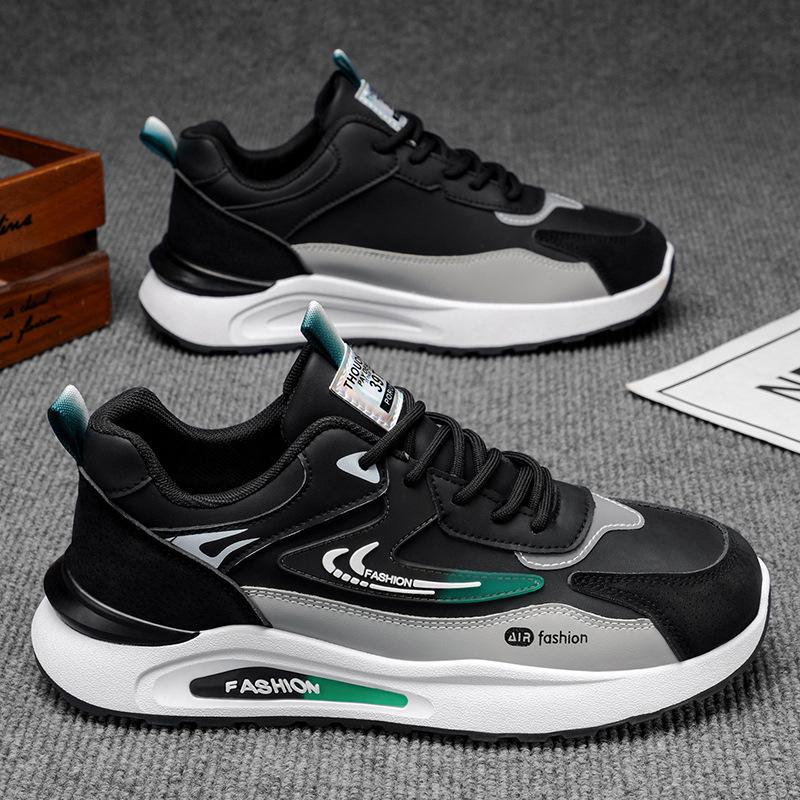 Men's Shoes Autumn New Leather Waterproof Sports Shoes Trendy Versatile Casual Shoes Soft Sole Non-slip Running Shoes Men