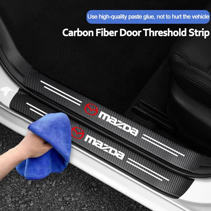 Universal 3D Carbon Fiber Car Door Sill Protector Stickers For Mazda 3 6 CX5 2 CX3 CX9 MX5 RX8 Axela Demio Atenza MS