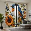 2pcs Set HD Harvest Festival Blueberry Tree Sunflower Bird Decorative Curtain Yellow Tie Digital Printed Curtain Home Decorat