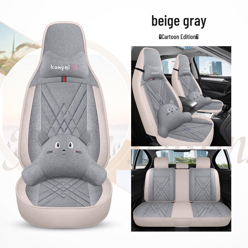 Seagull Car Seat Cushions (Models 23/24) - All-Season Linen Covers for New Energy Vehicles, Full Coverage.