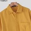 INCERUN S-5XL Men Turn Down Collar Long Sleeve Buttons Loose Casual Shirts Tops