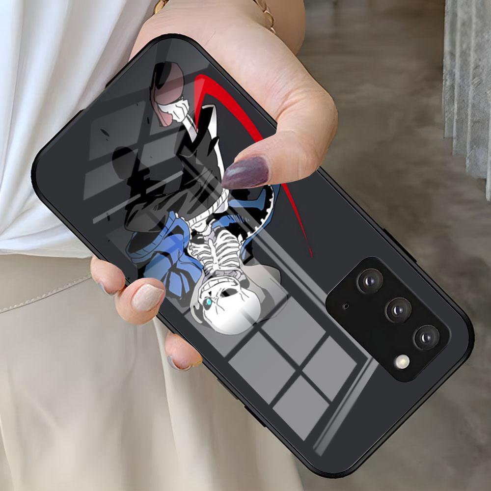 

Чехол для телефона SANS U-Undertale для Samsung S25 S24 FE S23 S22 S21 Plus S20 Ultra Note20Ultra Черное Стеклянное Покрытие Samsung S22Plus