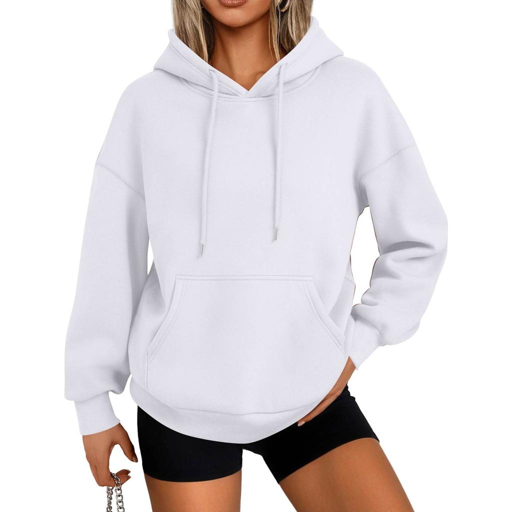 Women's Fashion Casual Solid Color Pocket Long Sleeve Hoodie