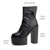 Autumn Platform Ruched Boots High Heels Back Zipper Black Short Boots For Women Increased Waterproof Nightclub Shoes