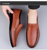Men's Cross-Season Leather Shoes: Breathable Top Layer Cowhide, Perforated Casual Design for Middle-Aged Men, Available in Large Sizes