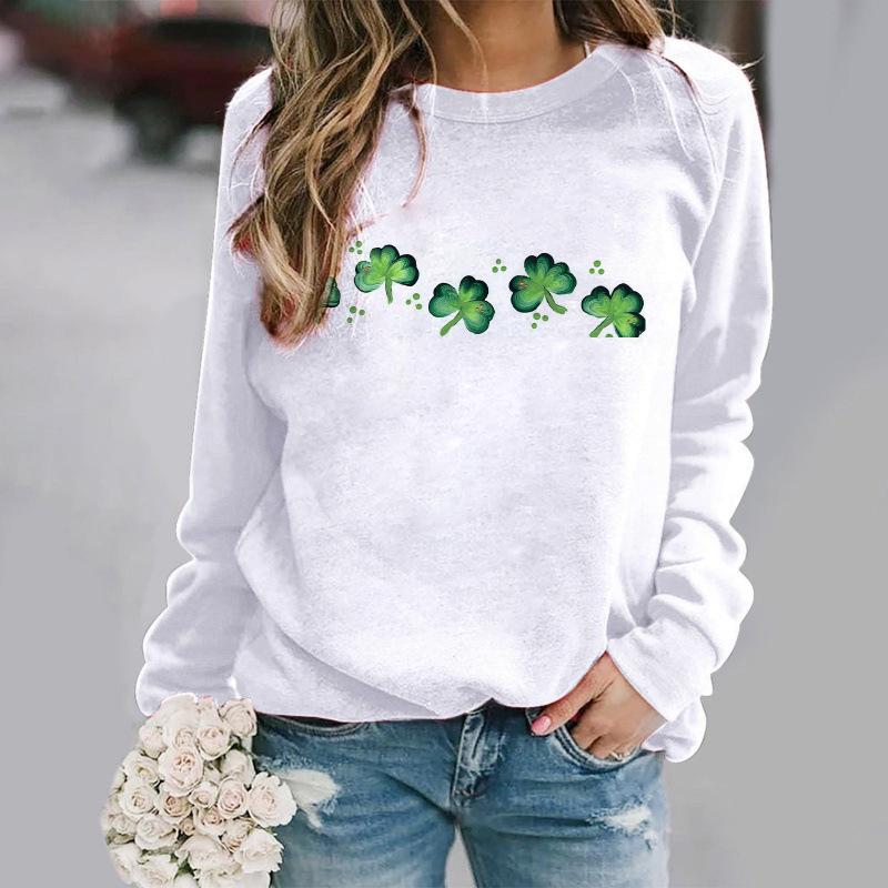 2026 Four-Leaf Clover 3D Print Urban Casual Raglan Pullover