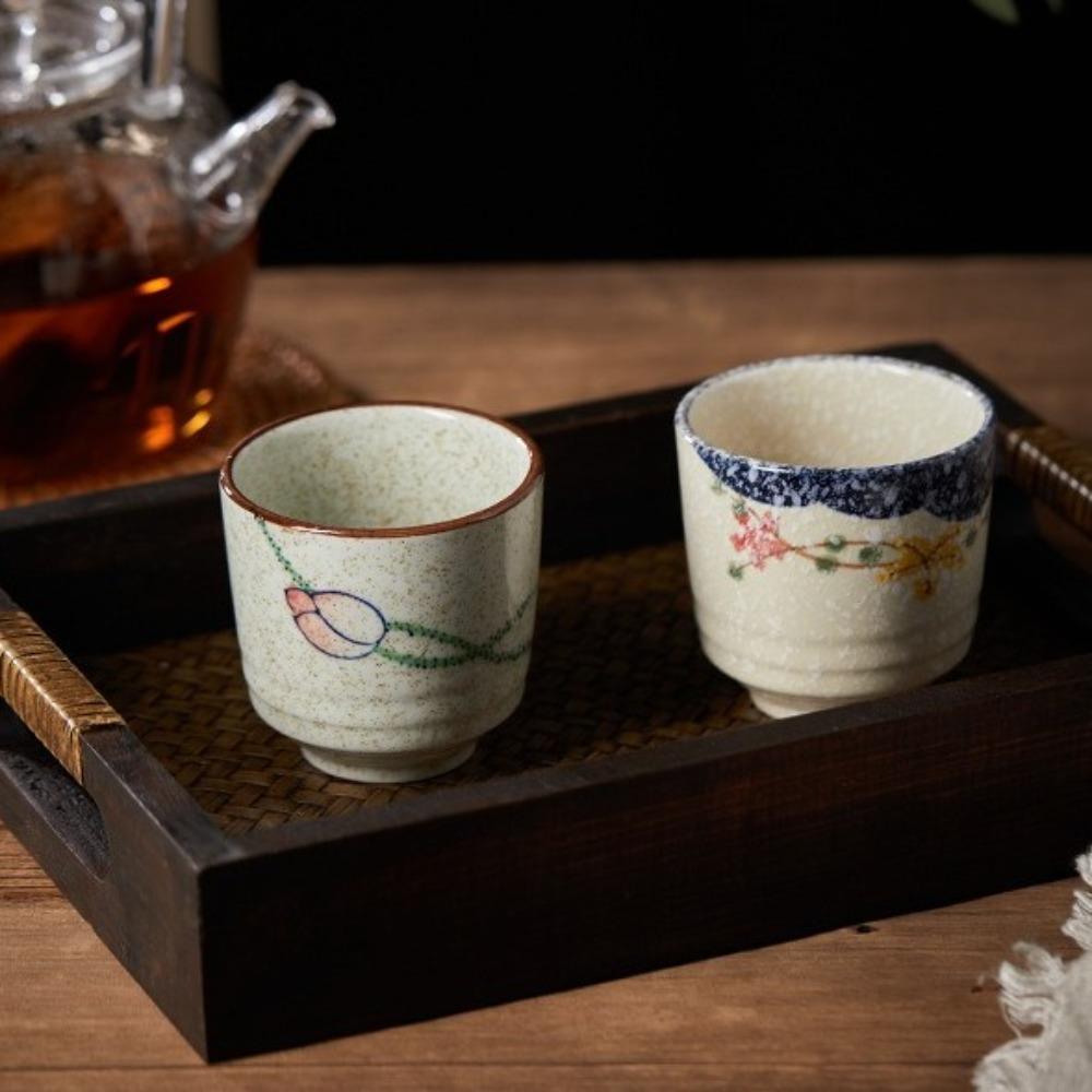 Japanese Style 2.8inch Hand-painted Tea Cup Ceramic Lotus Kungfu Teacup Fish Flower Birds Tea Set Handy Cup