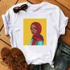 Casual Cute Sexy Curly Hair Girls Graphics Women T-Shirts Summer Tees Loose Short Sleeves Blouse White O-Neck Ladies Top Clothes