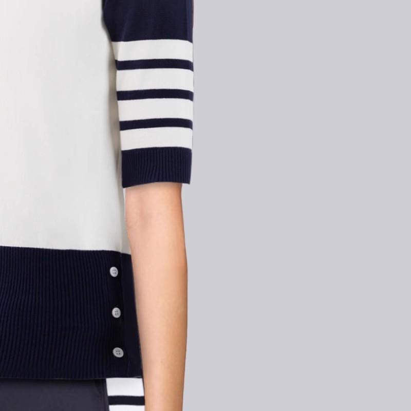 TB Short-Sleeved Knitted Patchwork Polo Shirt