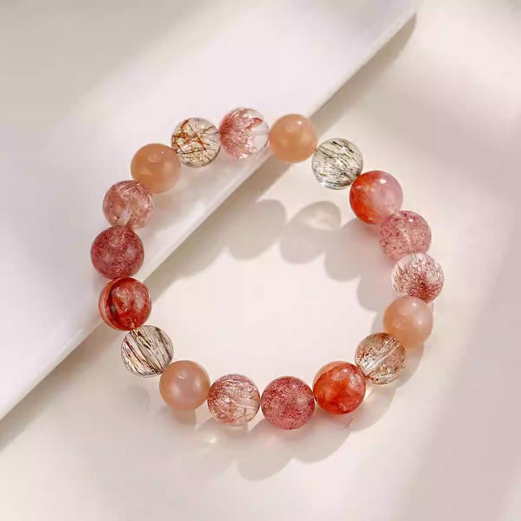 New Chinese-style crystal firework super seven bracelet for women, niche high-end colorful crystal red agate bracelet, gift for girls