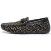 New Bean Shoes for Men's Casual Trendy Soft Leather Soft Bottom Shoes with Fashionable Printed High End Men's Le Fu Shoes