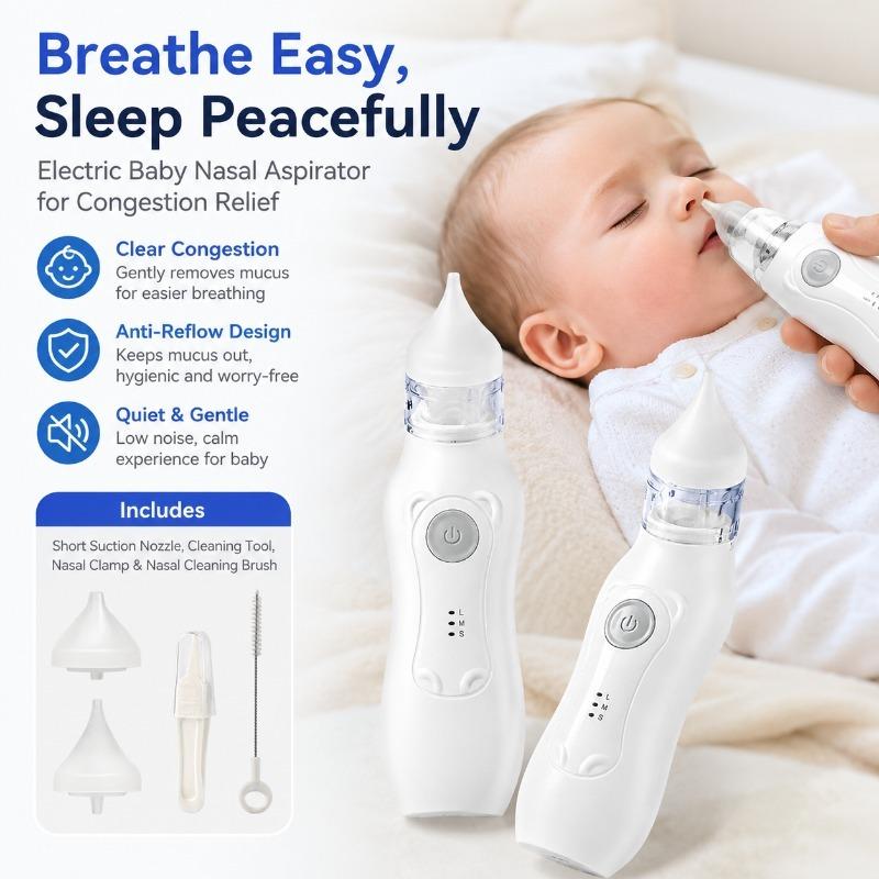 Electric Baby Nasal Aspirator Anti-backflow Negative Pressure Design Gentle Nostril Unclog Tool Safely Clear Dry Mucus Stuffy