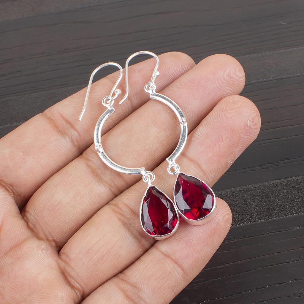 Růžové rubelitové drahokamové šperky, náušnice ze sterlingového stříbra 925, ručně vyráběné nádherné šperky, designové náušnice dárek pro ženy