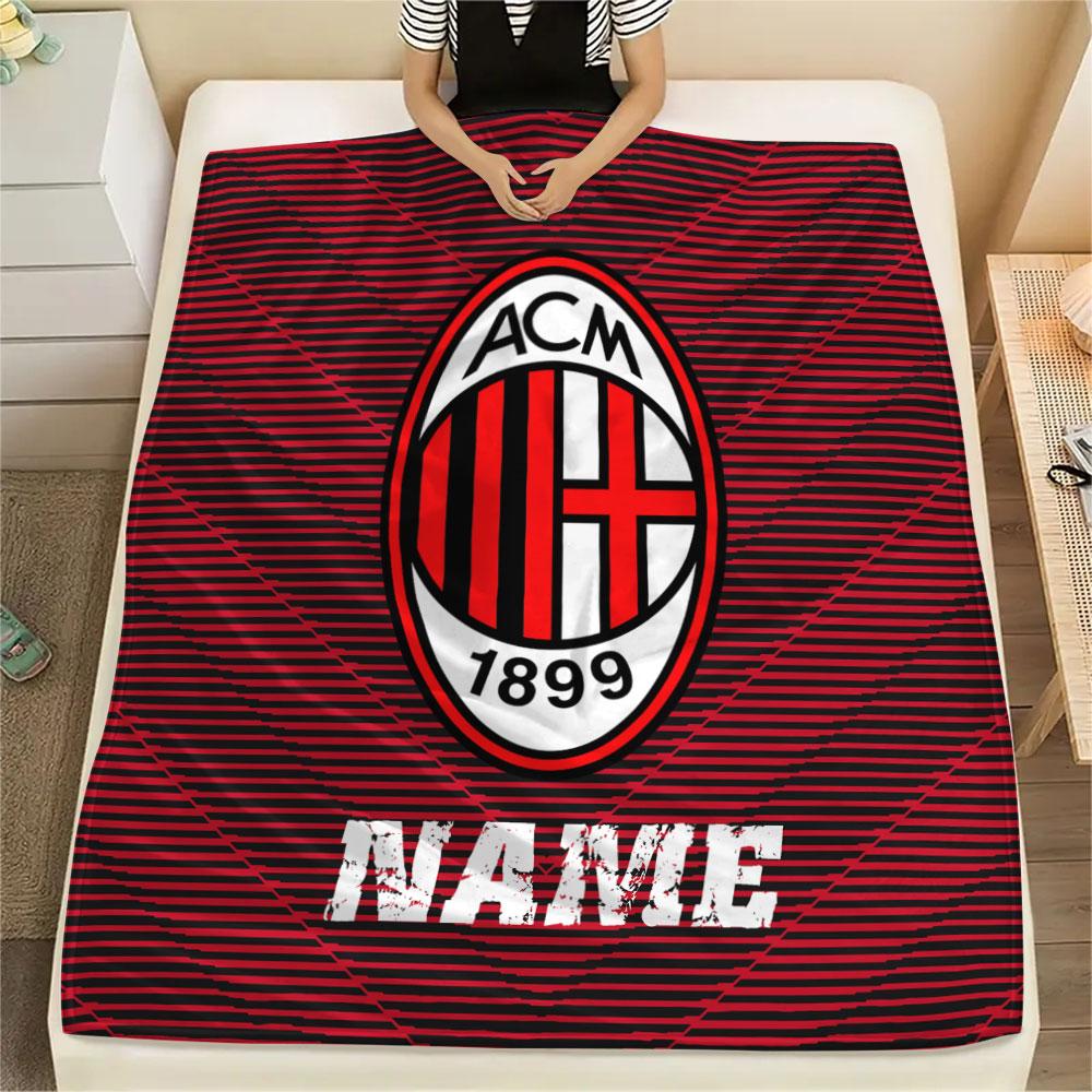 Custom Name,AC Milan Printed Flannel Blanket, Soft Throw for Bedroom Sofa, Washable, Christmas Present, Great Gift.
