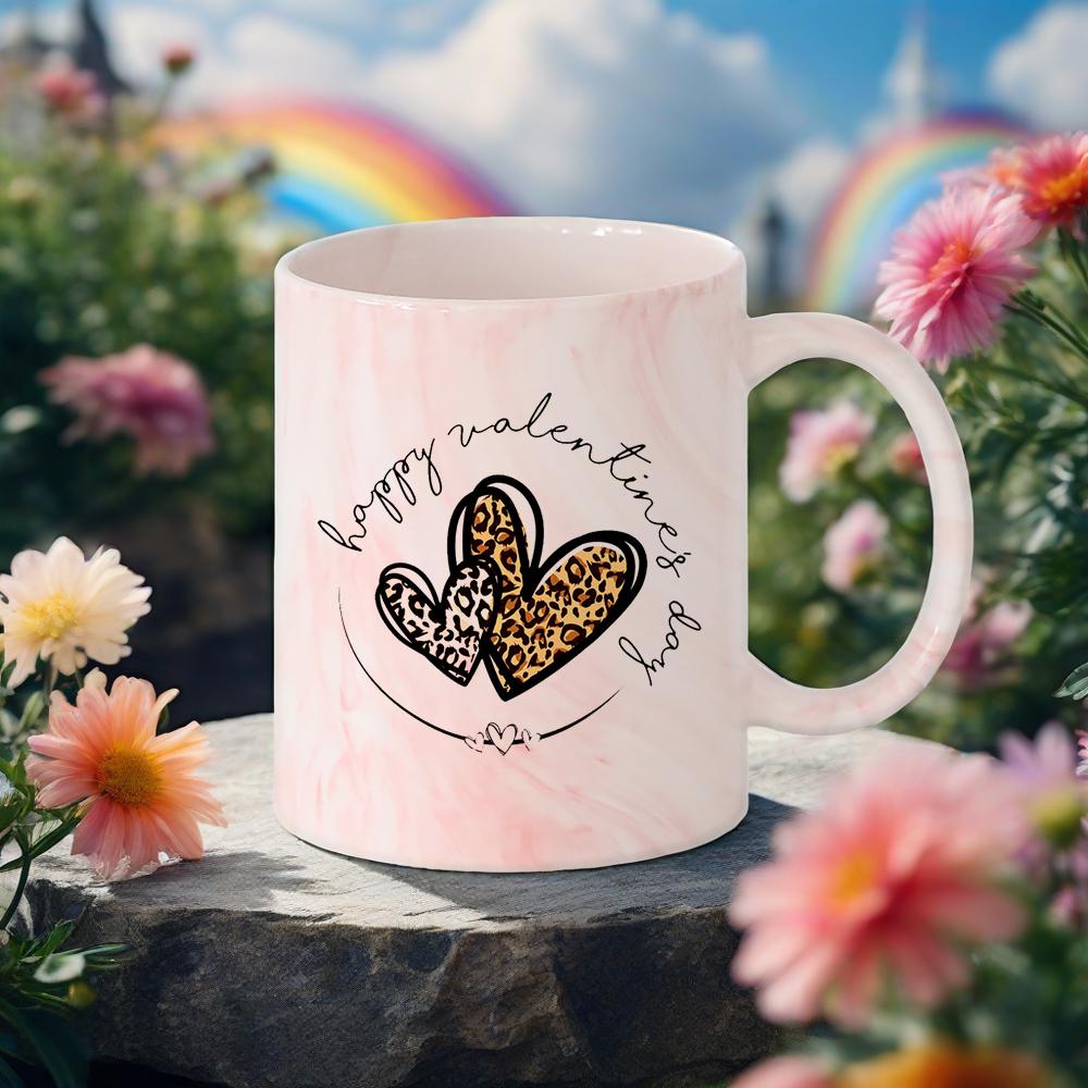 

Valentine Theme Mug Couple Coffee Mug Romantic Gift Holiday Present Breakfast Cups Ceramic Love Milk Mugs Cute Pink Drinkware 330ml