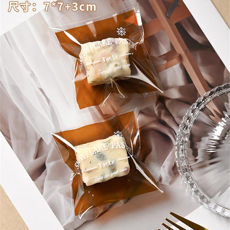 100Pcs Coffee Colored Clear DIY Snowflake Pastry Baking Nougat Machine Sealing Candy Cookies Bags Other