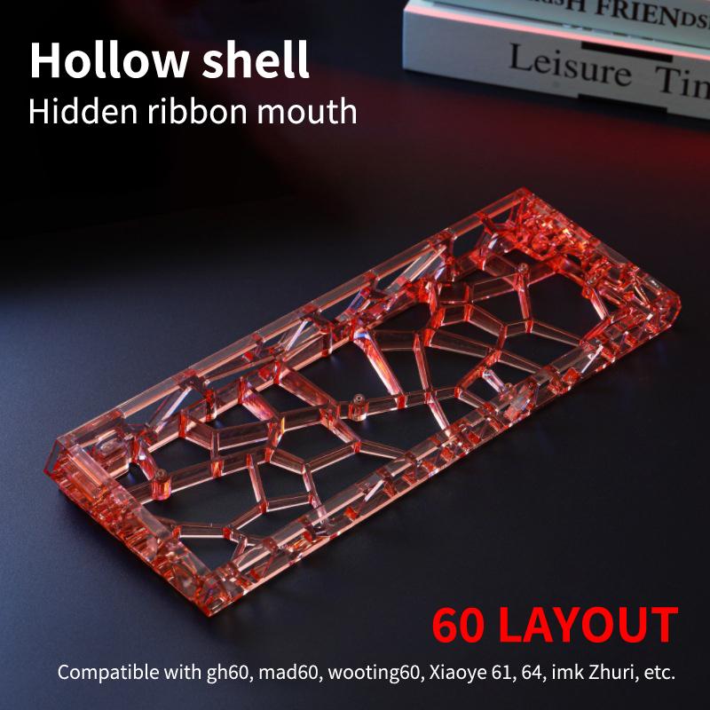 GH60 Hollow Transparent Keyboard Shell, Universal 60% Layout Case For Mechanical Keyboard DIY Custom Accessories