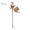 Metal Santa Silhouette Lawn Lamps Christmas Solar Kettle Light, Solar-Powered Claus Watering Can Stake Lamp Outdoor Fairy Lights for Garden