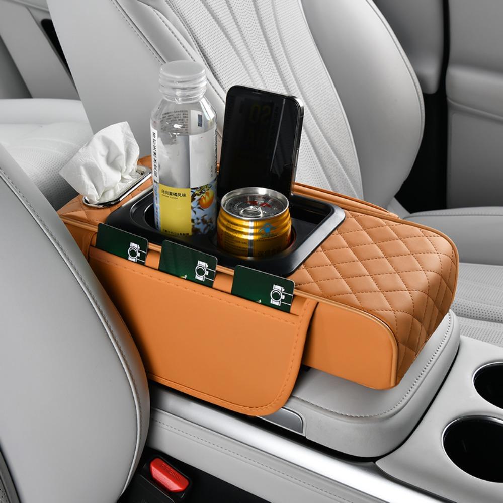 PU Leather Center Console Armrest Cushion Portable Storage Box New Car Armrest Pillow Universal