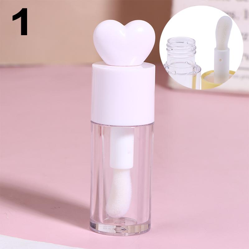 Tubes de Gloss Mignons en Forme de Cœur Transparents Rechargeables 4ml Contenants Cylindriques avec Applicateur Baguette pour Baume à Lèvres et Gloss DIY