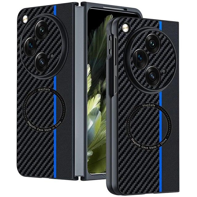 Luxusní kožené pouzdro z uhlíkových vláken pro Oppo Find N3 Kryt bezdrátového nabíjení pro Find N3 N2 Flip Protection pouzdra na telefon