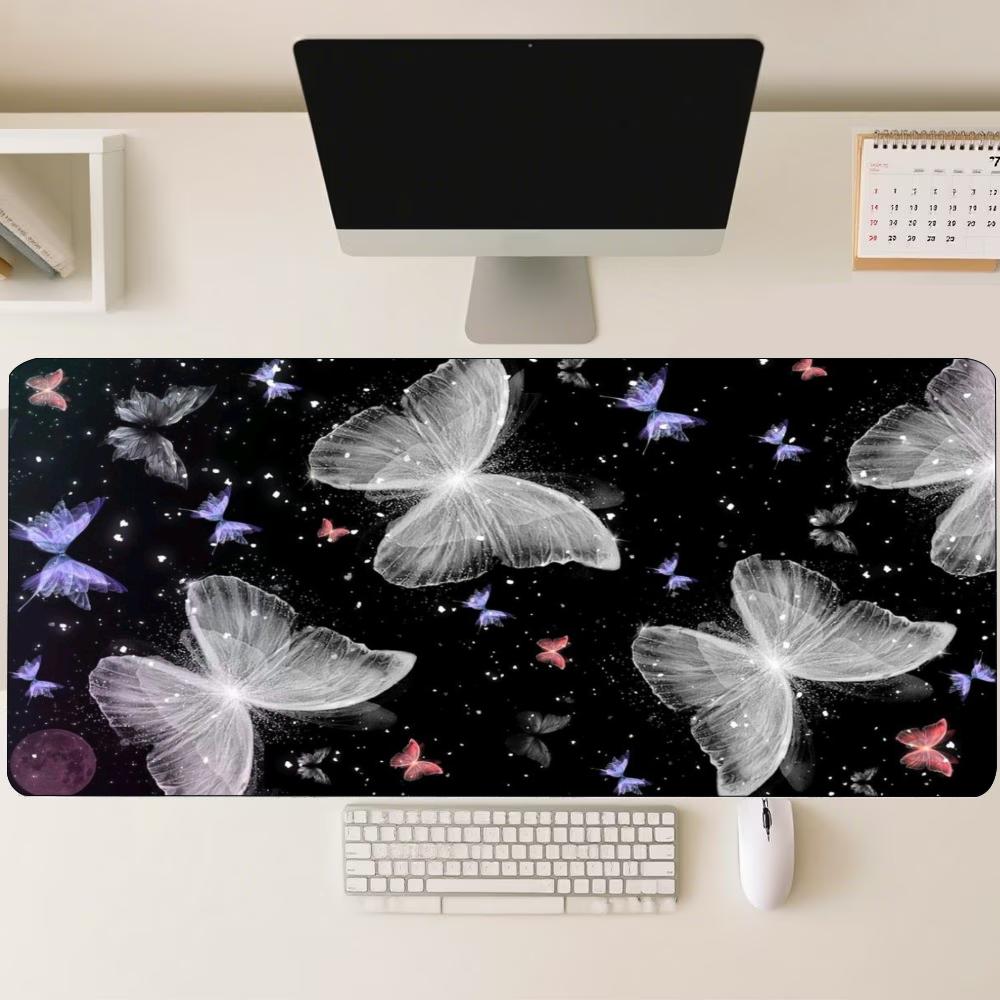 Glowing Blue Butterfly Fantasy Mouse Pad Smooth Thick Rubber Keyboard Desk Mat For Gaming Laptop Computer Desktop Peripherals