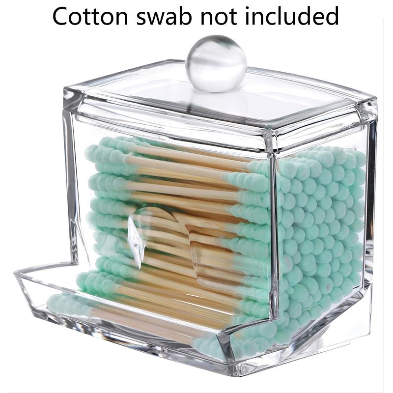 

Прозрачная коробка для ватных палочек, коробка для хранения с крышкой, коробка для хранения в ванной комнате, подходит для ватных шариков, ватных палочек, косметических коробочек