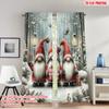 2pcs 2D Flat Printing Christmas Hot Party Curtains Christmas Gnomes Forest Lanterns Digital Printed Polyester Drapes Festive