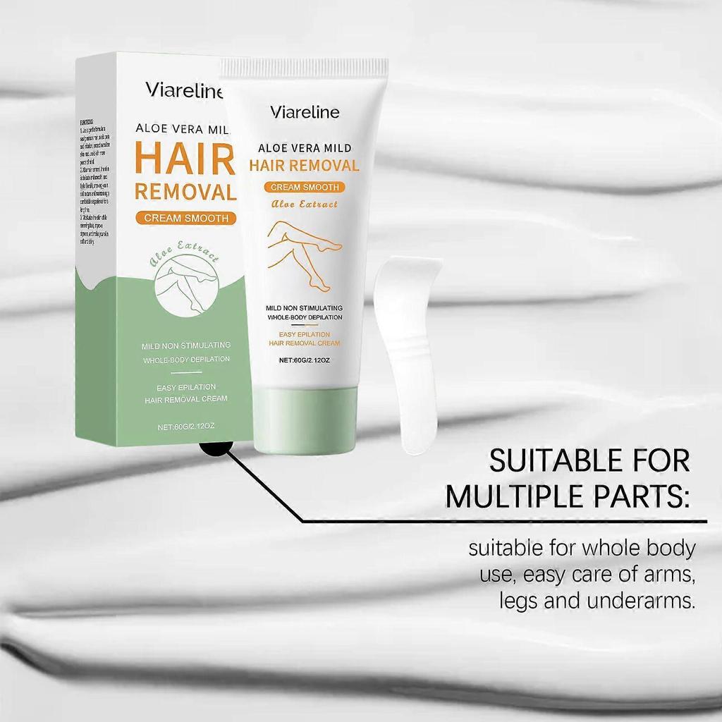Viareline Aloe Vera Moisturizing Hair Removal Cream Gentle, Cleansing, Moisturizing, Smooth For Whole Body Skin