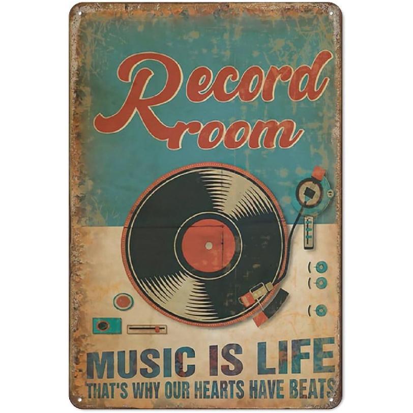 Music Poster Vintage Poster Record Music Canvas Art Poster and Wall Art Picture Print Funny Metal Sign Poster Wall Art for Kitchen Garden Bathroom