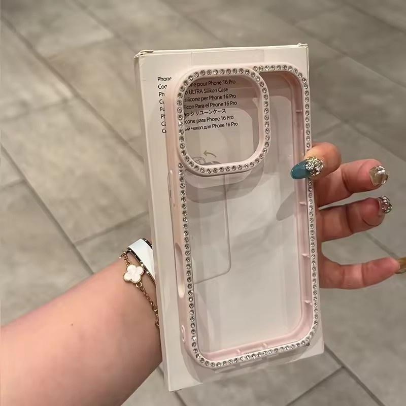 Luxury Transparent Diamond Jewelled Phone Case For iPhone 11 12 13 14 15 16 17 Pro Max Plus Air Glitter Bumper Back Cases Cover