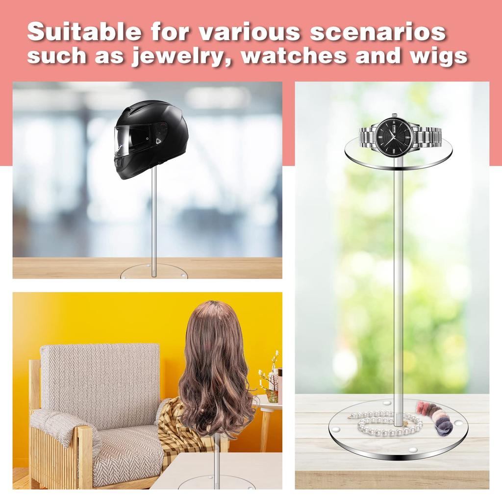 Hat Stand Wig Display Rack Clear Acrylic Table Top Hat Holder Display Round Pedestal Stand for Round Bucket Hats