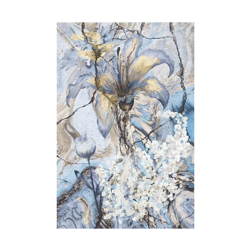 Modern  Blue Lilies Abstract Painting Wall Art Colorful Flowers Canvas Decorative Picture Poster Living Room Bedroom Home Room Decor Artwork