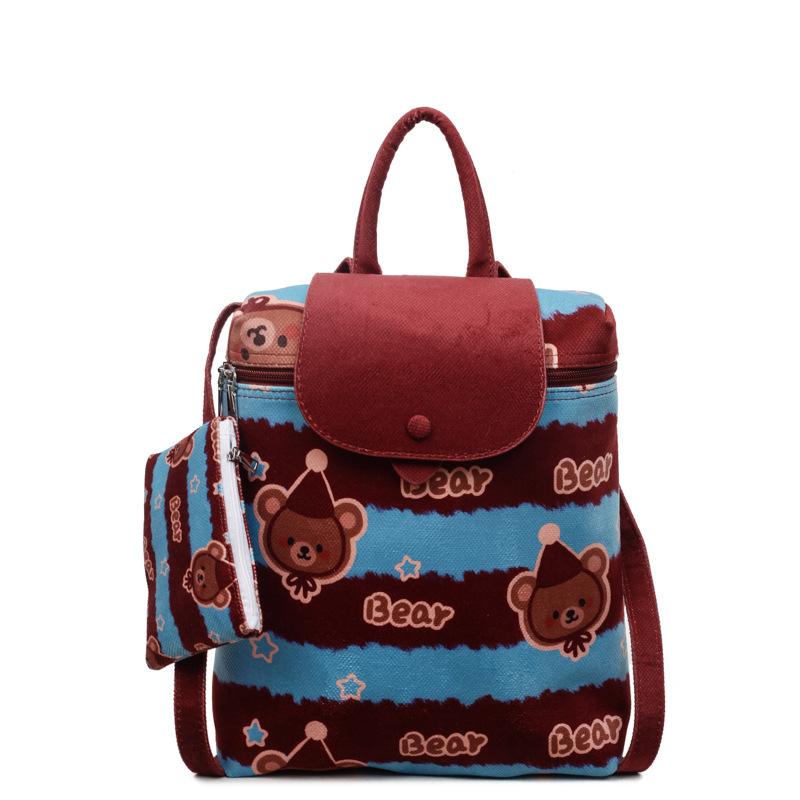 Cute cartoon portable bucket bag female new leopard print backpack college style student schoolbag