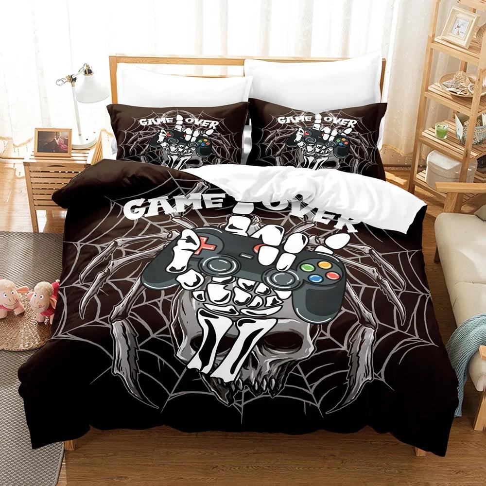 Lightning Web Gaming Duvet Cover Set For Boy 3D Print Video Games Double Duvet With Pillowcases Play Gamer Comforter Sets Cover
