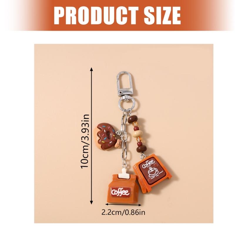 Fashionable Keychain With Simulated Bread Coffee Lovely Designs For Gifts Personalization Use