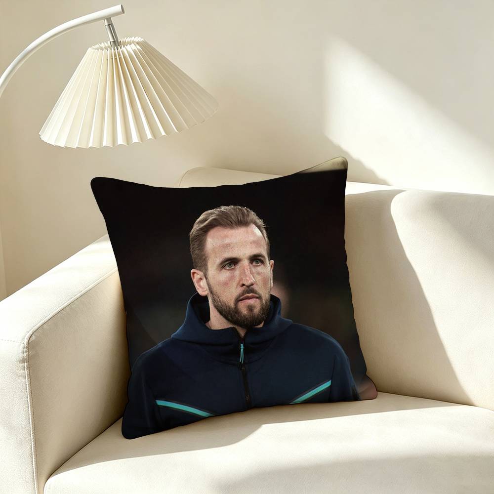 H-Harry Kane Football Player Square Double-Sided printed Pillow Case Bedroom Bedside Pillow Sofa Cushion Cover