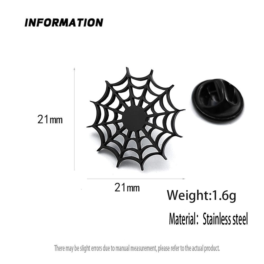 Halloween Spider (web) Gold-plated Badge, Men's Black Stainless Steel Suit Lapel Pin, Women's Anti-travel Buttons.