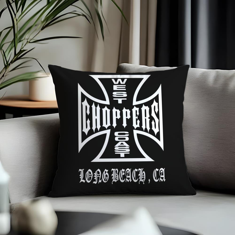 Fashion WWwest Coast Choppersing Cushion Cover Antidustmite Pillowcase Invisible Zipper Silky Short Plush Sofa Cushion Cover