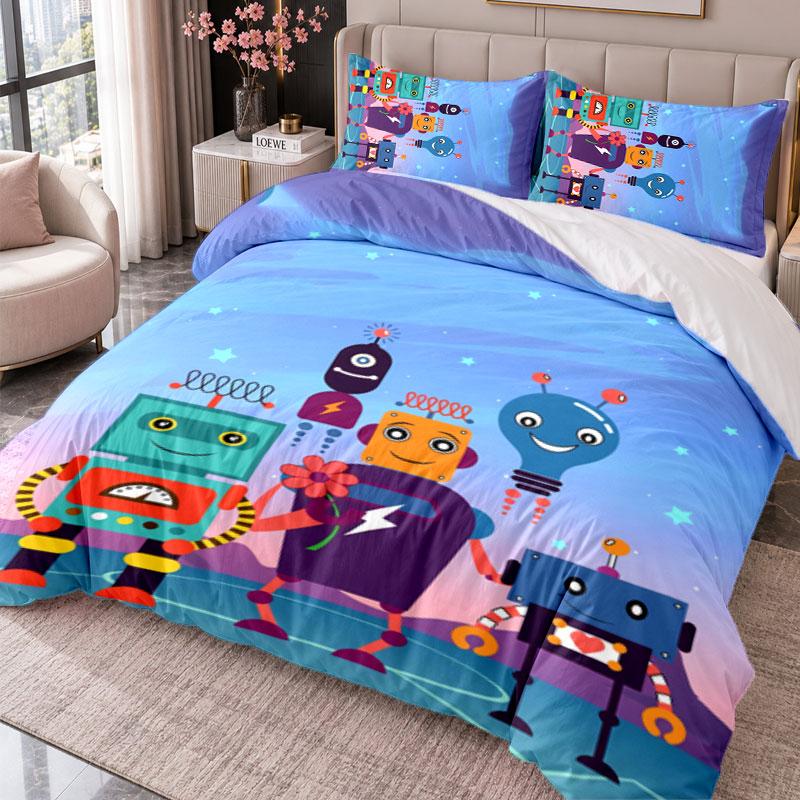 Robot 3Pcs Bedding Set Duvet Cover With Two Pillowcases For Bedroom Home Decoration