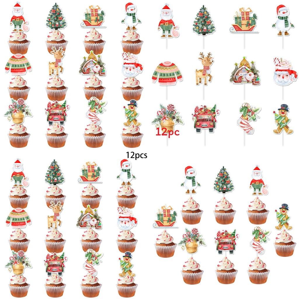 Christmas Cake Decoration Flags Set With Vintage Design For Holiday Parties