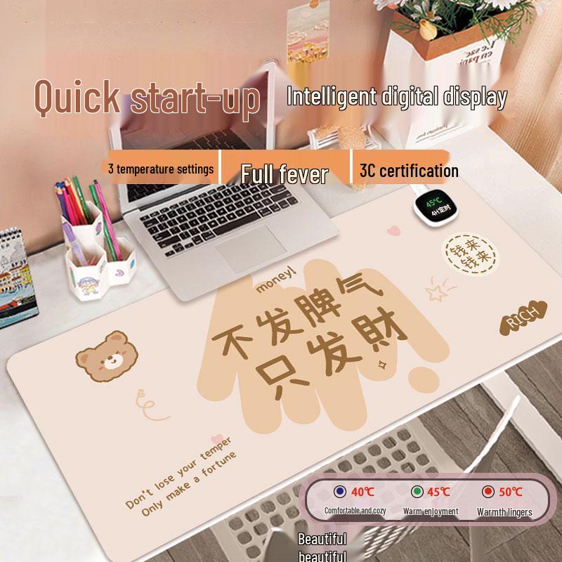 

Rich Text Personality Heated Mouse & Desk Pad: Waterproof Leather Hand Warmer for Office 60x36cm-2mm-yes